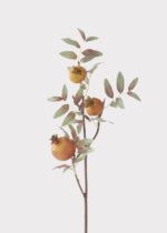 Autumn Orange Artificial Pomegranate Fruit Branch - 29 inch, faux flower stems