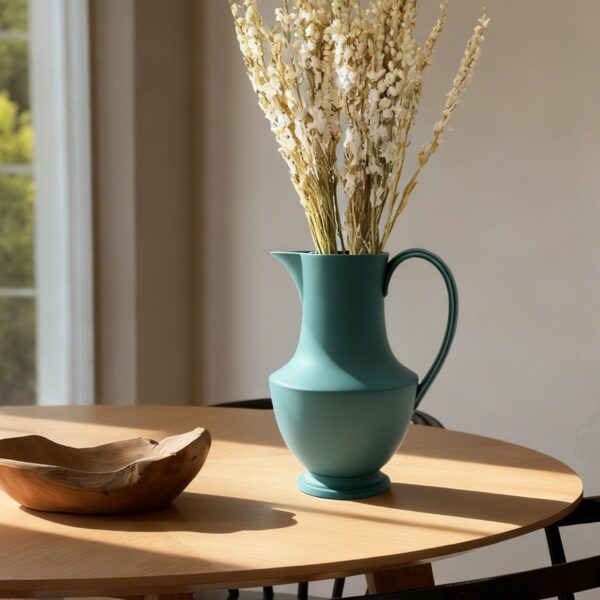Close-up of vase silhouette detail on this Sir Madam Verdant Green Large Stoneware Pitcher Vase