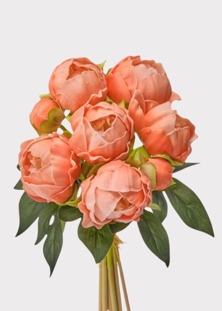 Close-up of bloom tips on this Peach Peony Real Touch Flower Bundle of 8