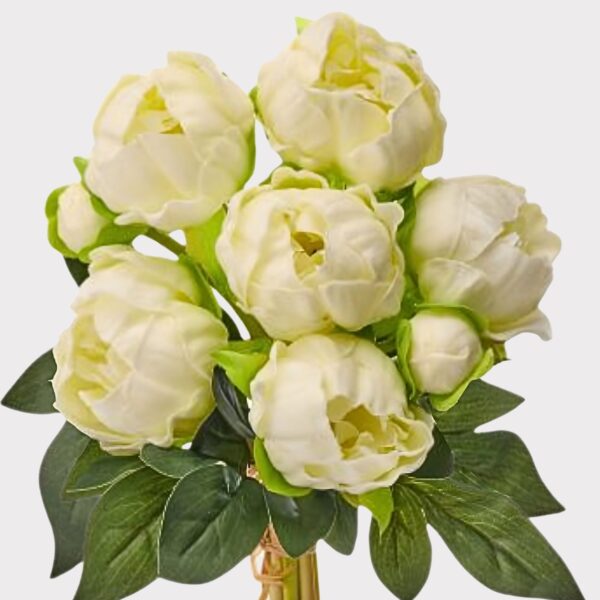 Close-up of bloom tips on this Cream Peony Real Touch Flower Bundle of 8