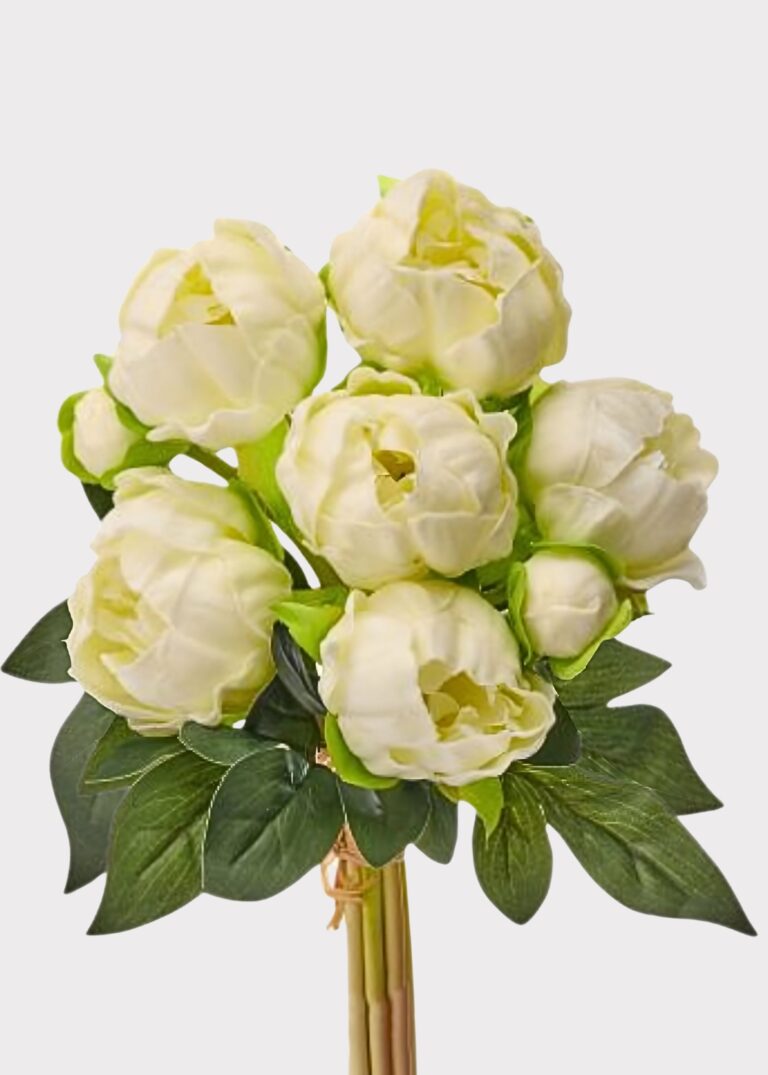Close-up of bloom tips on this Cream Peony Real Touch Flower Bundle of 8