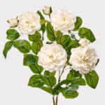 UV Treated Indoor Outdoor Flowers White Real Touch Rose Bush - 17 inch