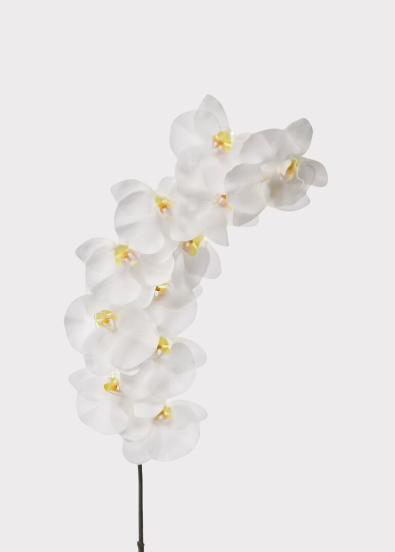 UV Treated Indoor Outdoor Real Touch Orchid Flower in White - 43 inch, faux flower