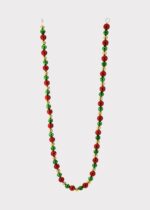 Alternate angle of the Shiny Red and Green Ball Ornament Garland showing full length drape