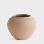 Large Handmade Stoneware Vase in Tan - 8.25 inch Wide