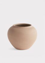 Large Handmade Stoneware Vase in Tan - 8.25 inch Wide