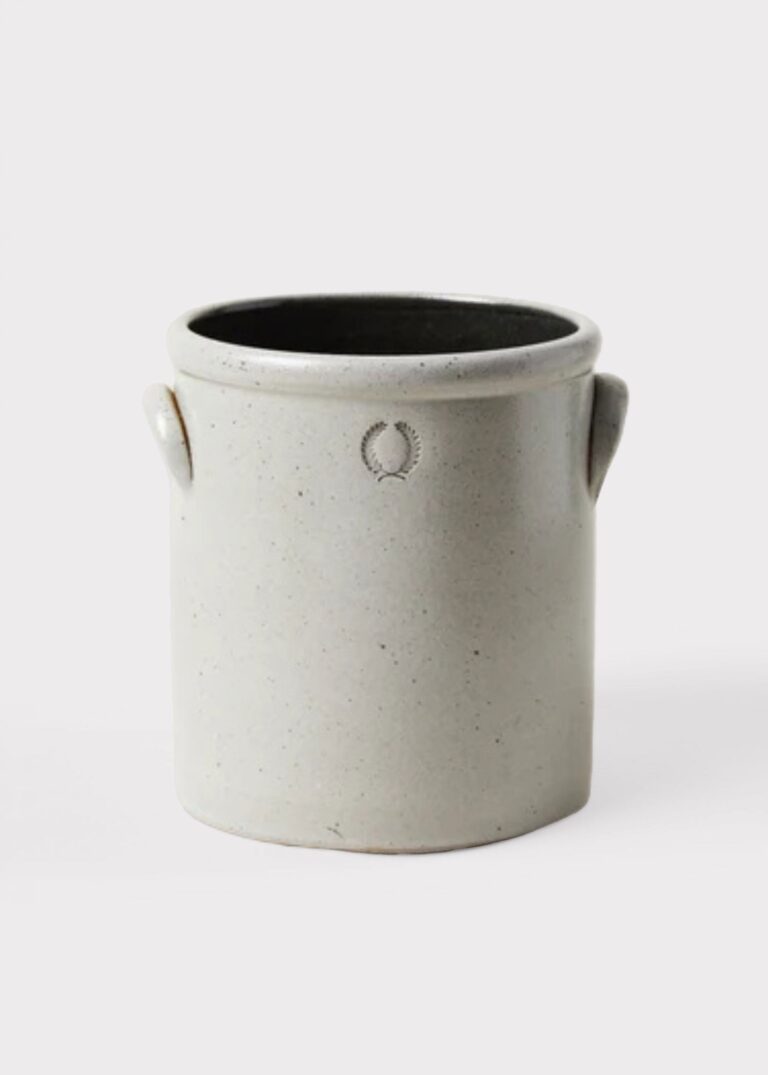 Farmhouse Pottery Stoneware Crock in Grey Glaze - 1 Gallon - 7.5 inch Tall, vase