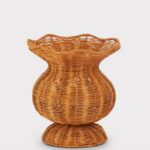 Woven Rattan Scalloped Urn Planter Pot - 10.5 inch