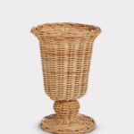 Woven Wicker Footed Urn Vase or Planter Pot - 12 inch