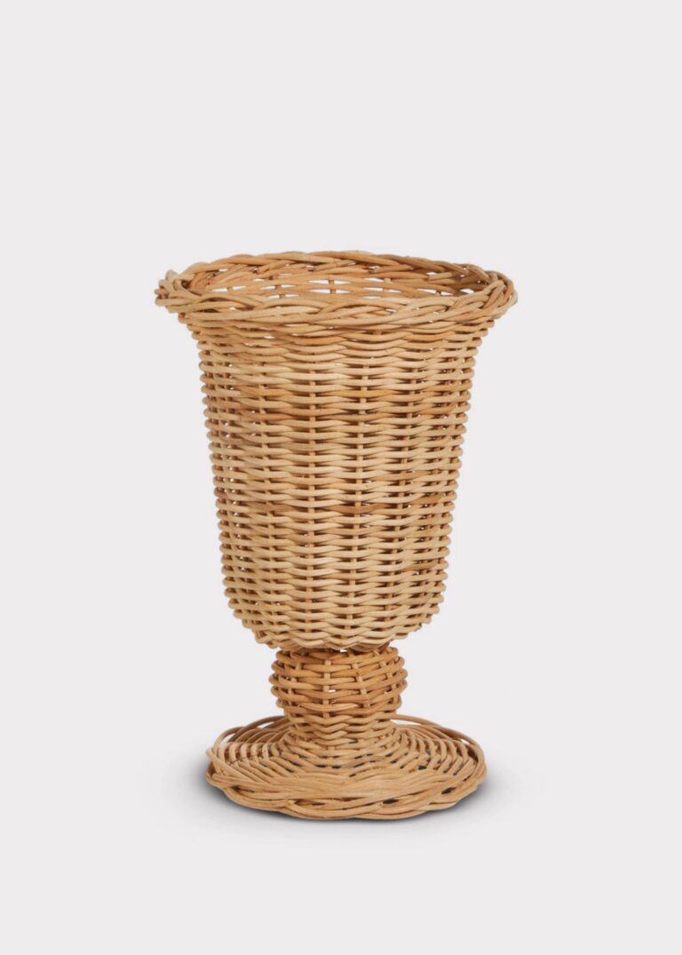 Woven Wicker Footed Urn Vase or Planter Pot - 12 inch