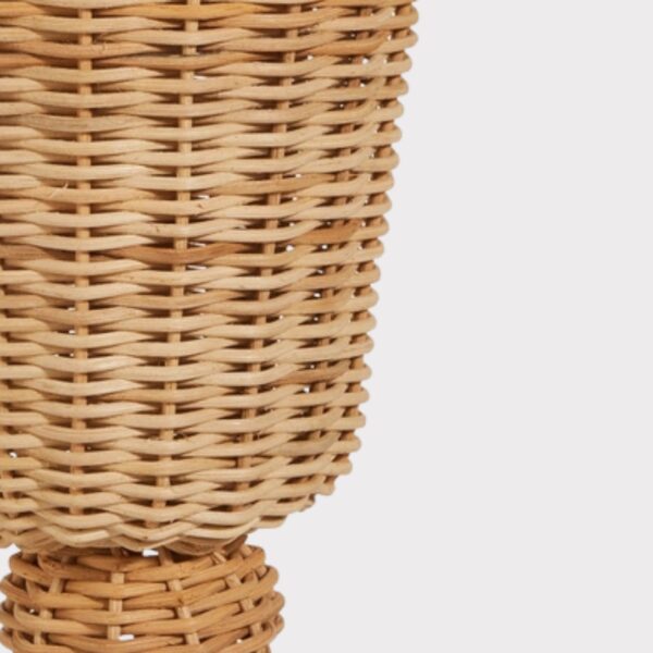 Close-up of leaf foliage texture on this Woven Wicker Footed Urn Vase Planter Pot