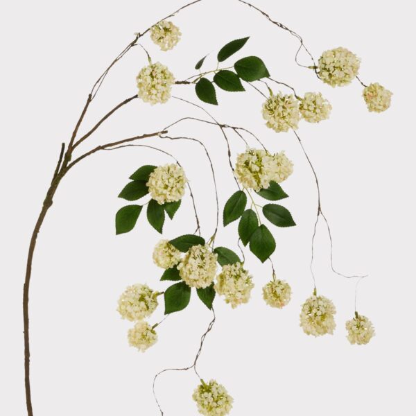 Green Mini Hydrangea Artificial Hanging Flower Branch - 52.5 inch, faux flower stems