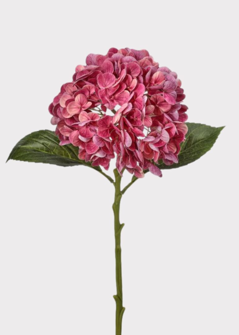 Fuchsia Pink Hydrangea Real Touch Fake Flower - 18.5 inch, faux flower stems