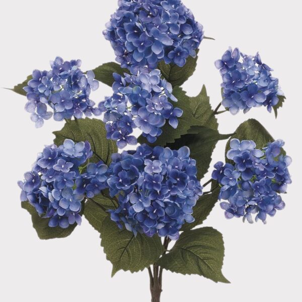 Helio Blue Blooming Fake Hydrangea Bush - 22 inch