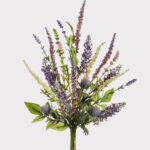Artificial Lavender and Thistle Wildflower Bundle in Purple - 21 inch, faux flower stems