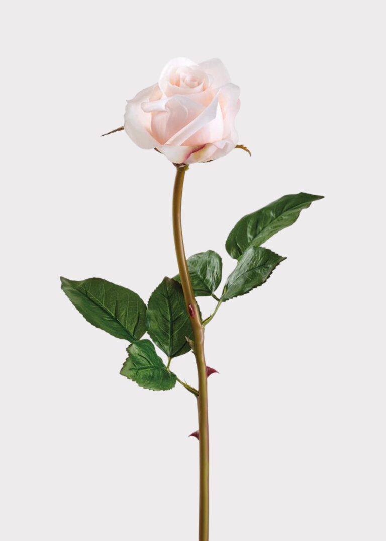 Blush Pink Real Touch Rose Bud Fake Flower - 23 inch, faux flower stems