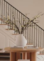 Alternate angle of the Large Cream Blossom Branch Design showing material texture detail