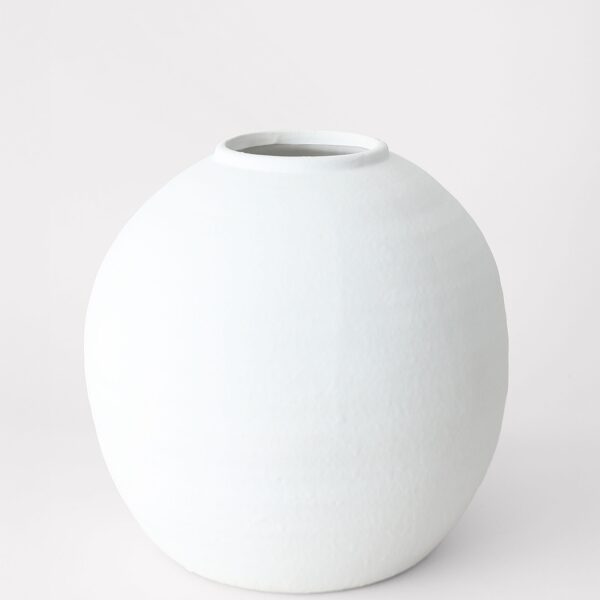 White Concrete Konos Vase - 10.75 inch Tall