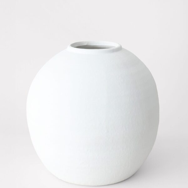 White Concrete Konos Vase - 10.75 inch Tall