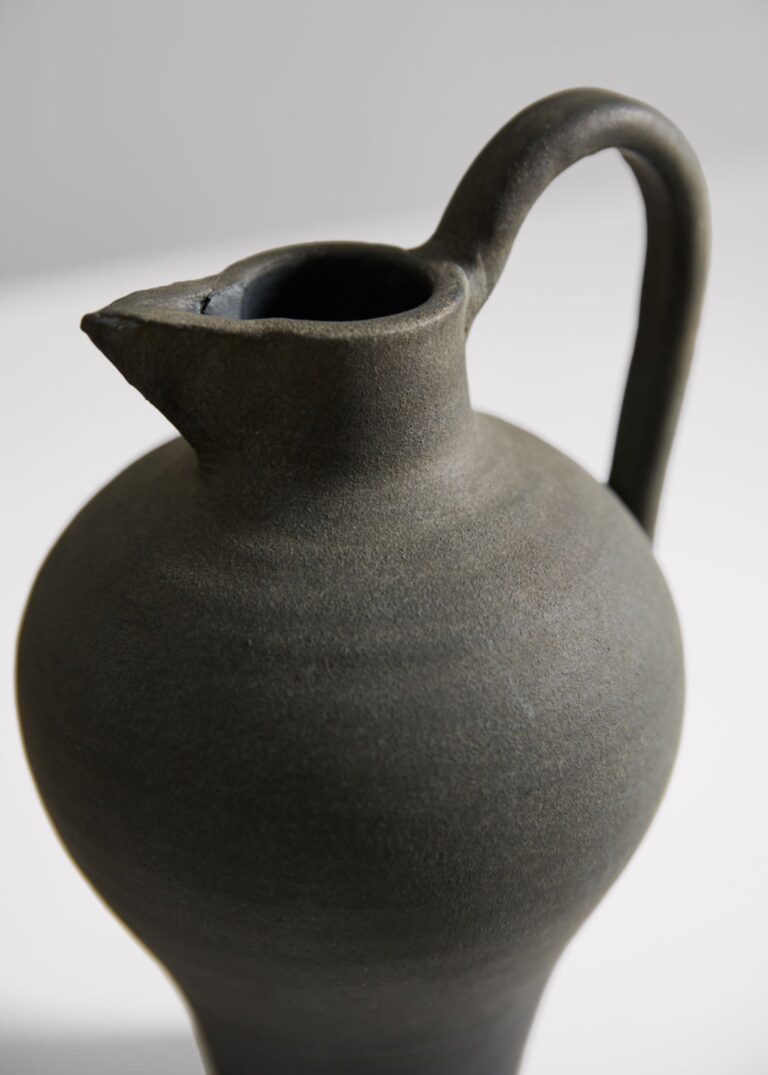 Close-up of vase silhouette detail on this Handmade Terra Cotta Pitcher Vase Cotta Pitcher Vase