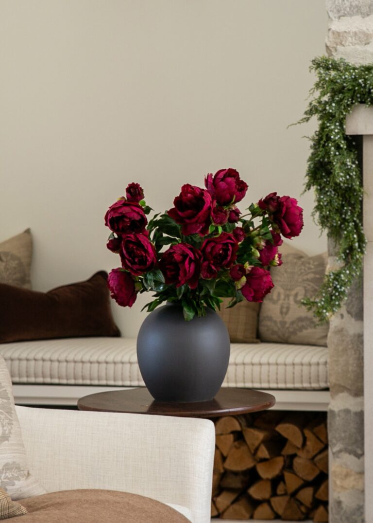 Close-up of bloom tips on this Plum Fuchsia Real Touch Peony - 27 inch