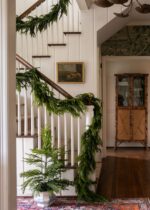 Alternate angle of the Real Touch Deluxe Norfolk Norfolk Pine Garland showing full length