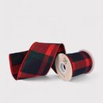 Buffalo Plaid Wire Edge Holiday Ribbon - 4 inch x 5 yd