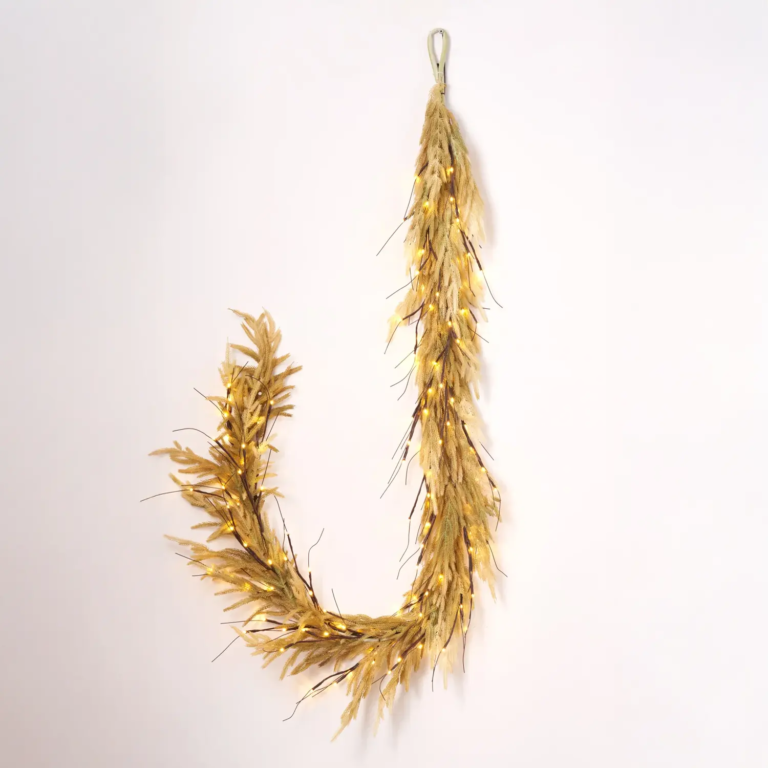 Pre - Lit Dried - Look Neutral Tone Norfolk Christmas Mantle Garland Holiday Fall Table