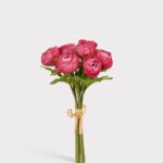 Dark Pink Ranunculus Soft Touch Fake Flower Bundle of 7 - 11 inch, faux flower