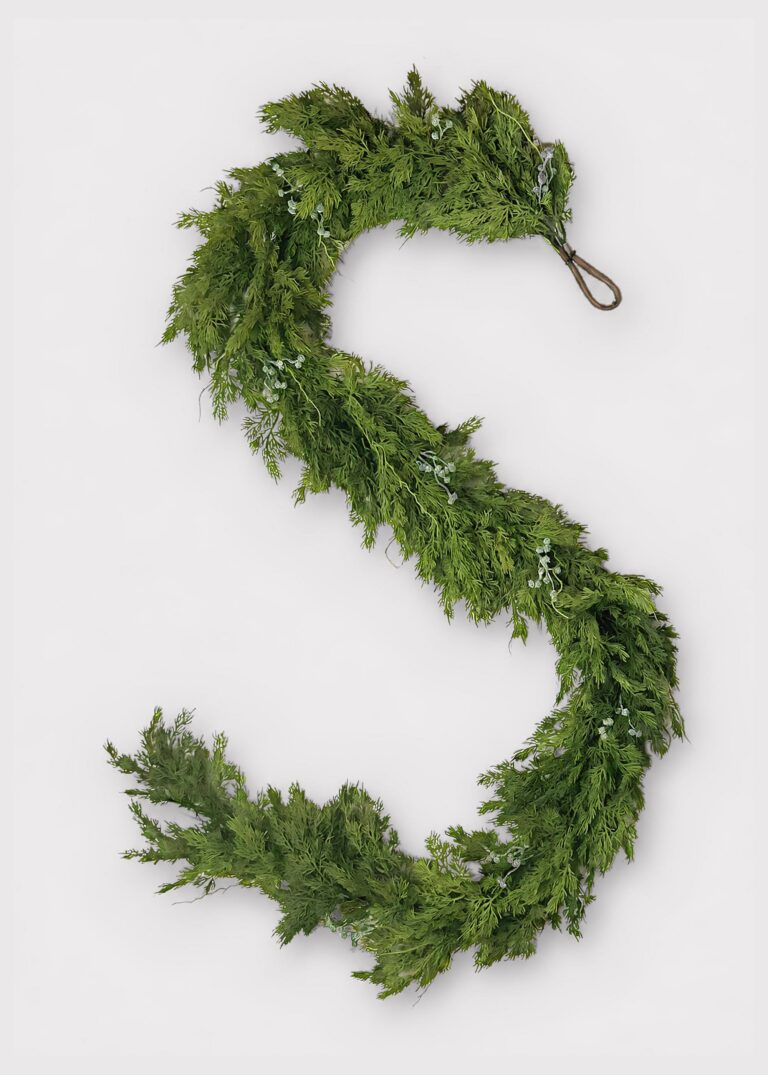 Deluxe Real Touch Juniper and Blue Berry Fake Winter Greens Garland - 96 inch
