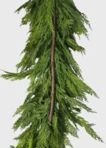 The Afloral Real Touch Deluxe Lebanon Lebanon Cedar Garland shown in full, highlighting garland texture