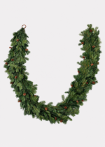 Close-up of greenery along the garland on this Deluxe UV Real Touch Hemlock Garland 96