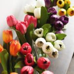 Full display view of the Real Touch Tulip Spring Floral Oval Glass Vase with vase