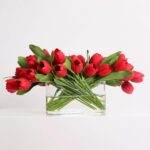 Detail view of glass texture detail from the Real Touch Tulip Spring Floral Oval Glass