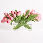 Detail view of bloom arrangement in the vase from the Real Touch Tulip Spring Floral