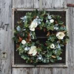 Real Touch White Magnolia and Mixed Greenery Everyday Spring Summer Front Door Estate Wreath