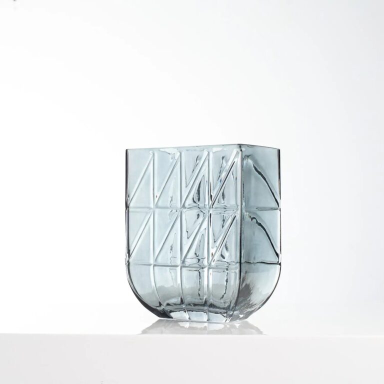 Close-up of vase silhouette detail on this Rectangle Geometric Cut Glass Look Glass Look Vase