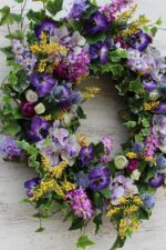Close-up detail capturing ribbon and accent detail of the Royal Lavender Hydrangea, Lilac, Purple Spring
