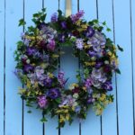 The Royal Lavender Hydrangea, Lilac, Purple Spring Door Wreath shown in full, highlighting full wreath