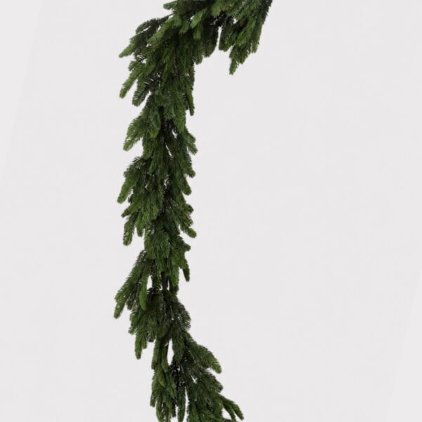 Close-up of greenery along the garland on this Real Touch Noble Fir Artificial Winter Greens