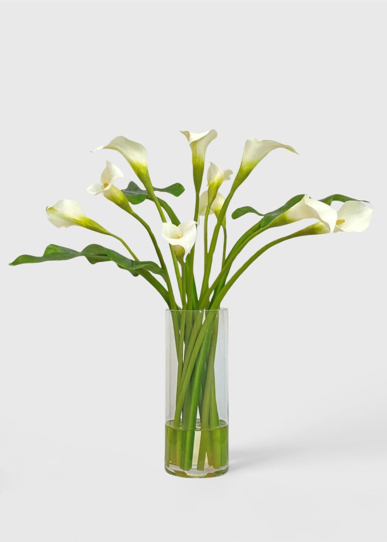 Faux Calla Lily Arrangement in Glass Cylinder Vase - 28 inch