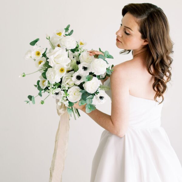 Close-up of bloom tips on this Fake Rose Real Touch Flower in White