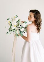 Close-up of bloom tips on this Fake Rose Real Touch Flower in White