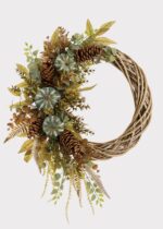 Green Fake Pumpkin and Eucalyptus Fall Wreath - 32 inch