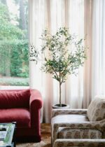 Alternate angle of the Faux Olive Tree Branch Potted Branch Potted Plant showing full plant
