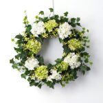 Green and White Hydrangea, English Ivy and Berry Everyday Spring Front Door Wreath