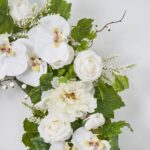 Alternate angle of the White Real Touch Orchid, Peony Front Door Wreath showing wreath face