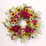 Summer on the Farm - Golden Sunflower, Burgundy Dahlia, Door Spring Wreath