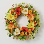 Orange Blooms - Poppy, Ranunculus and Gooseberry Spring Summer Front Door Wreath