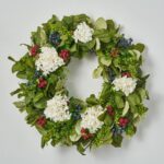 Williamsburg Style Americana Fruit Wreath with Hydrangea, Raspberry and Blueberry Summer Front Door Wreath